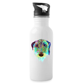Splash Irish Wolfhound Dog - Water bottle with straw - white - Right