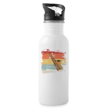 Retro Saxophon - Trinkflasche mit integriertem Trinkhalm - Weiß - Rechts