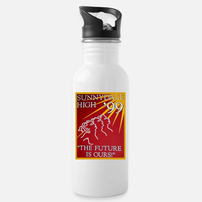 "Die Zukunft gehört uns!" - Trinkflasche mit integriertem Trinkhalm - Weiß