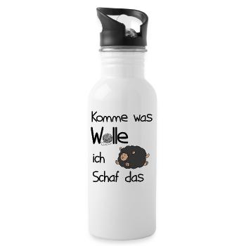 Stricken Damen Tshirt Schäfchen Geschenkidee - Trinkflasche mit integriertem Trinkhalm - Weiß - Rechts
