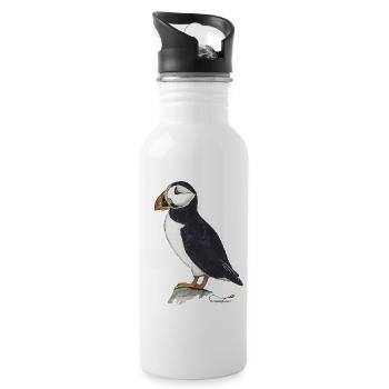 Papageitaucher - Trinkflasche mit integriertem Trinkhalm - Weiß - Rechts