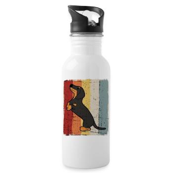 Dachshund retro dachshund dachshund shorthaired dachshund - Water bottle with straw - white - Right