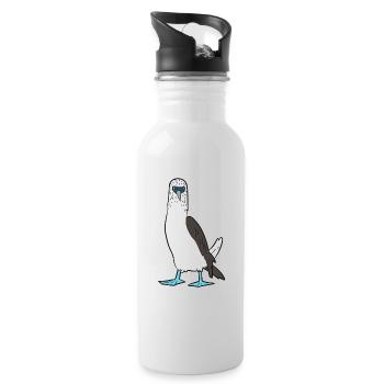 Cute Blue Foot Booby Bird Dancing Blue Foot - Water bottle with straw - white - Right