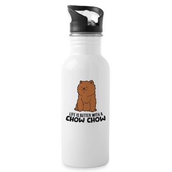 Funny Chow Chow Dog Gift Life Is Better With A - Water bottle with straw - white - Right
