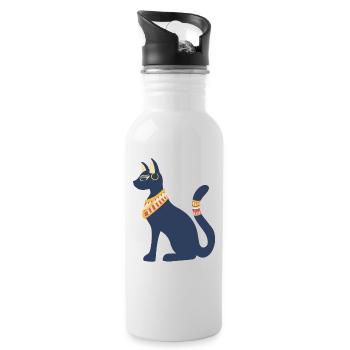 Göttin Bastet - Katze von Ägypten - Trinkflasche mit integriertem Trinkhalm - Weiß - Rechts