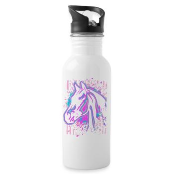 Horse - Pink Purple - Water bottle with straw - white - Right