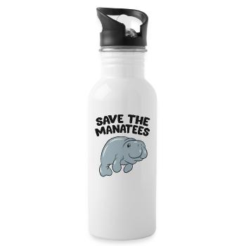 Save The Manatees Floats Potatoes Funny Manatee - Water bottle with straw - white - Right