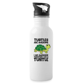 Je suis une tortue - Gourde avec paille intégrée - blanc - Droite