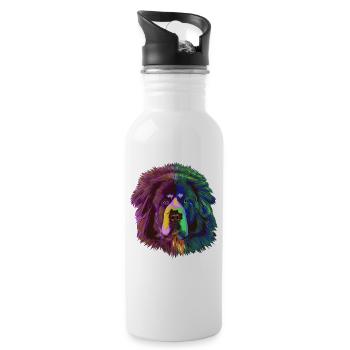 Splash Tibetan Mastiff chien - Gourde avec paille intégrée - blanc - Droite