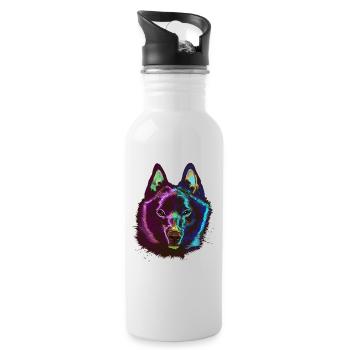 Splash Schipperke Hund - Trinkflasche mit integriertem Trinkhalm - Weiß - Rechts