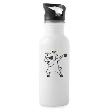 Dabbing Ziege Lustige Dabbende Ziege - Trinkflasche mit integriertem Trinkhalm - Weiß - Rechts