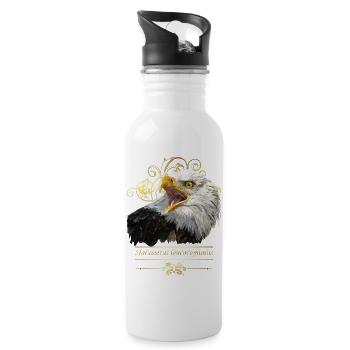 Weißkopfseeadler - Trinkflasche mit integriertem Trinkhalm - Weiß - Rechts