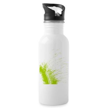 Plume abstraite / ligne / vert / motif - Gourde avec paille intégrée - blanc - Droite