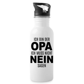 Bester Opa Enkel Geschenkidee Opi Familie lustig - Trinkflasche mit integriertem Trinkhalm - Weiß - Rechts