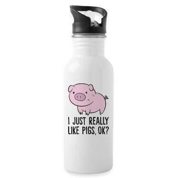 J’aime les Pigs juste really, d’accord ? Kids Boys Love Pigs - Gourde avec paille intégrée - blanc - Droite