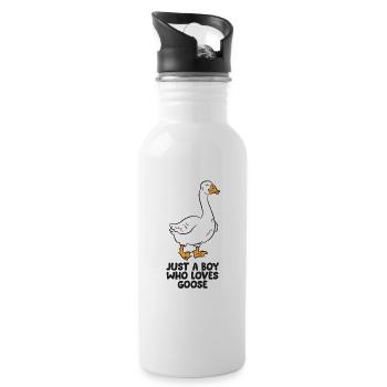 Just a Boy Who Loves Goose - Water bottle with straw - white - Right