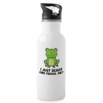 I Just Really Like Frogs Ok? Cute Frogs - Trinkflasche mit integriertem Trinkhalm - Weiß - Rechts