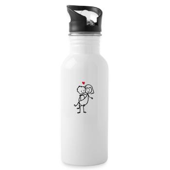Couple Chemise Saint-Valentin Cadeau Bâton - Gourde avec paille intégrée - blanc - Droite
