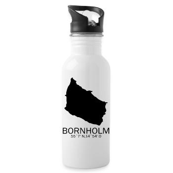 Bornholm Geschenk Dänemark Spruch Nord - Trinkflasche mit integriertem Trinkhalm - Weiß - Rechts