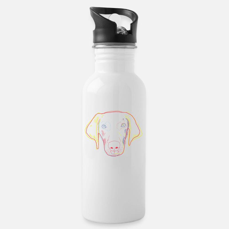 Bunter Weimaraner Hund - Trinkflasche mit integriertem Trinkhalm - Weiß