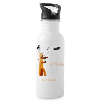 wing chun crane - Water bottle with straw - white - Right