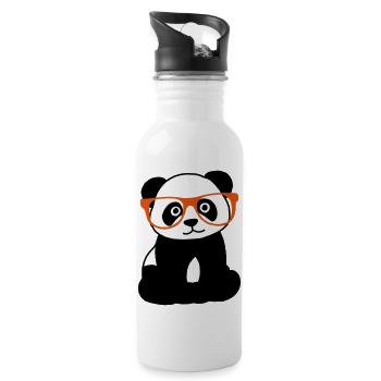 Panda avec des lunettes - Gourde avec paille intégrée - blanc - Droite