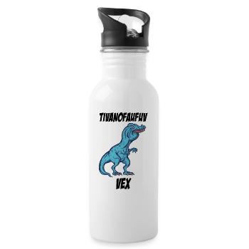 Funny TRex overbite meme gift idea - Water bottle with straw - white - Right