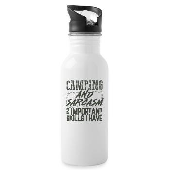 Camper Geschenke Camping und Sarkasmus 2 Wichtig - Trinkflasche mit integriertem Trinkhalm - Weiß - Rechts