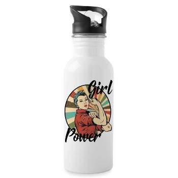 Girl Power - Gourde avec paille intégrée - blanc - Droite
