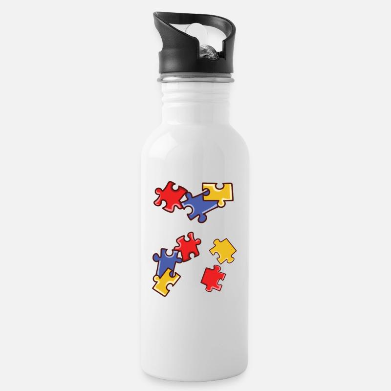 Puzzle - Trinkflasche mit integriertem Trinkhalm - Weiß