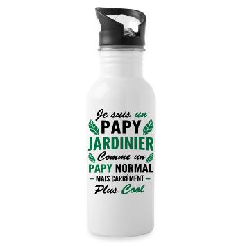 je suis un papy jardinier / humour papy jardinier - Gourde avec paille intégrée - blanc - Droite