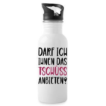Darf ich ihnen das Tschüss anbieten - Trinkflasche mit integriertem Trinkhalm - Weiß - Rechts