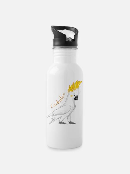 cacatoès - Gourde avec paille intégrée - blanc