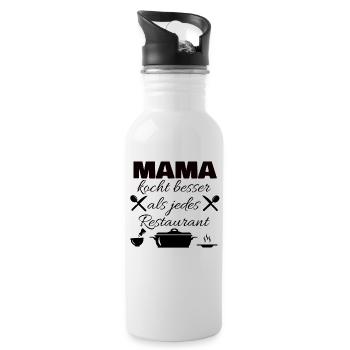 Mama kocht besser als jedes Restaurant - Trinkflasche mit integriertem Trinkhalm - Weiß - Rechts