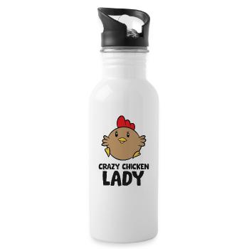 Crazy Chicken Lady Funny Chicken - Water bottle with straw - white - Right