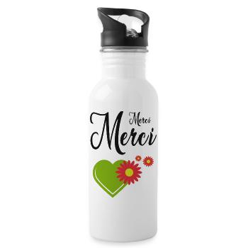 Merci Merci - Gourde avec paille intégrée - blanc - Droite