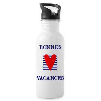 VIVE LES VACANCES. VACANCES. BONNES VACANCES. - Gourde avec paille intégrée - blanc - Droite