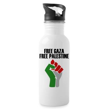 free gaza free palestine - Water bottle with straw - white - Right