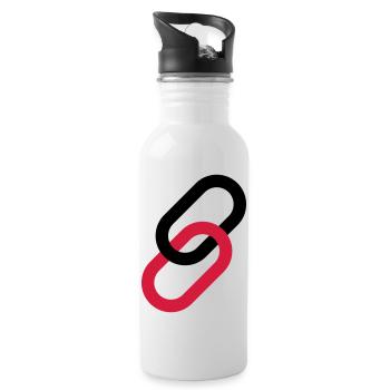 Link als Symbol - Trinkflasche mit integriertem Trinkhalm - Weiß - Rechts