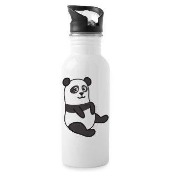Pandabär - Trinkflasche mit integriertem Trinkhalm - Weiß - Rechts