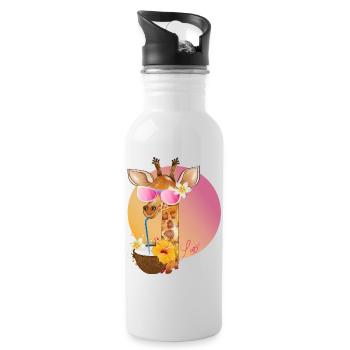 coole Giraffe mit Sonnenbrille genießt den Sommer - Trinkflasche mit integriertem Trinkhalm - Weiß - Rechts