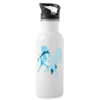 Pégase Cheval ailé de la mythologie grecque - Gourde avec paille intégrée - blanc - Droite