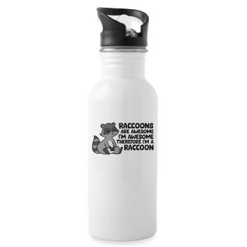 Waschbären sind fantastisch. Ich bin genial, also - Trinkflasche mit integriertem Trinkhalm - Weiß - Rechts