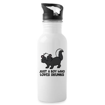 Just a Boy Who Loves Skunks Funny Skunk - Trinkflasche mit integriertem Trinkhalm - Weiß - Rechts