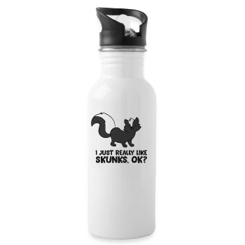Skunk Lover I Just Really Like Skunks - Water bottle with straw - white - Right