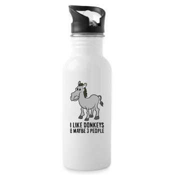 J’aime les ânes et peut-être comme 3 ânes - Gourde avec paille intégrée - blanc - Droite