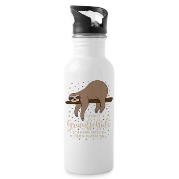 Grundschule Abschluss 5. Klasse Schule Faultier - Trinkflasche mit integriertem Trinkhalm - Weiß - Rechts