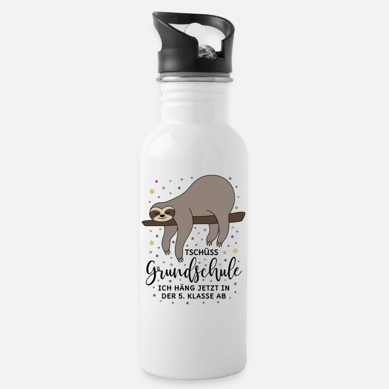 Abschied Grundschule Abschluss Faultier 5. Klasse - Trinkflasche mit integriertem Trinkhalm - Weiß