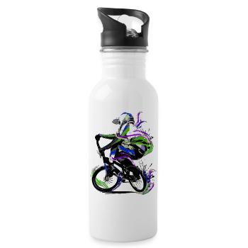 Bmx Fahrrad - Buntes Bmx Rad - Geschenkidee - Trinkflasche mit integriertem Trinkhalm - Weiß - Rechts