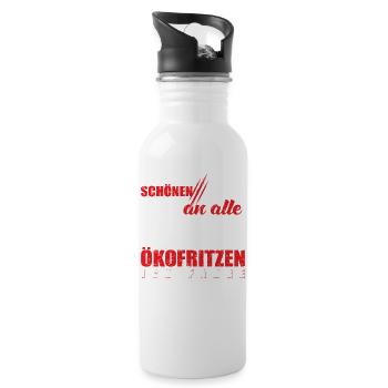 Schönen G ruß an alle Ökofritzen fahre V8 - Trinkflasche mit integriertem Trinkhalm - Weiß - Rechts